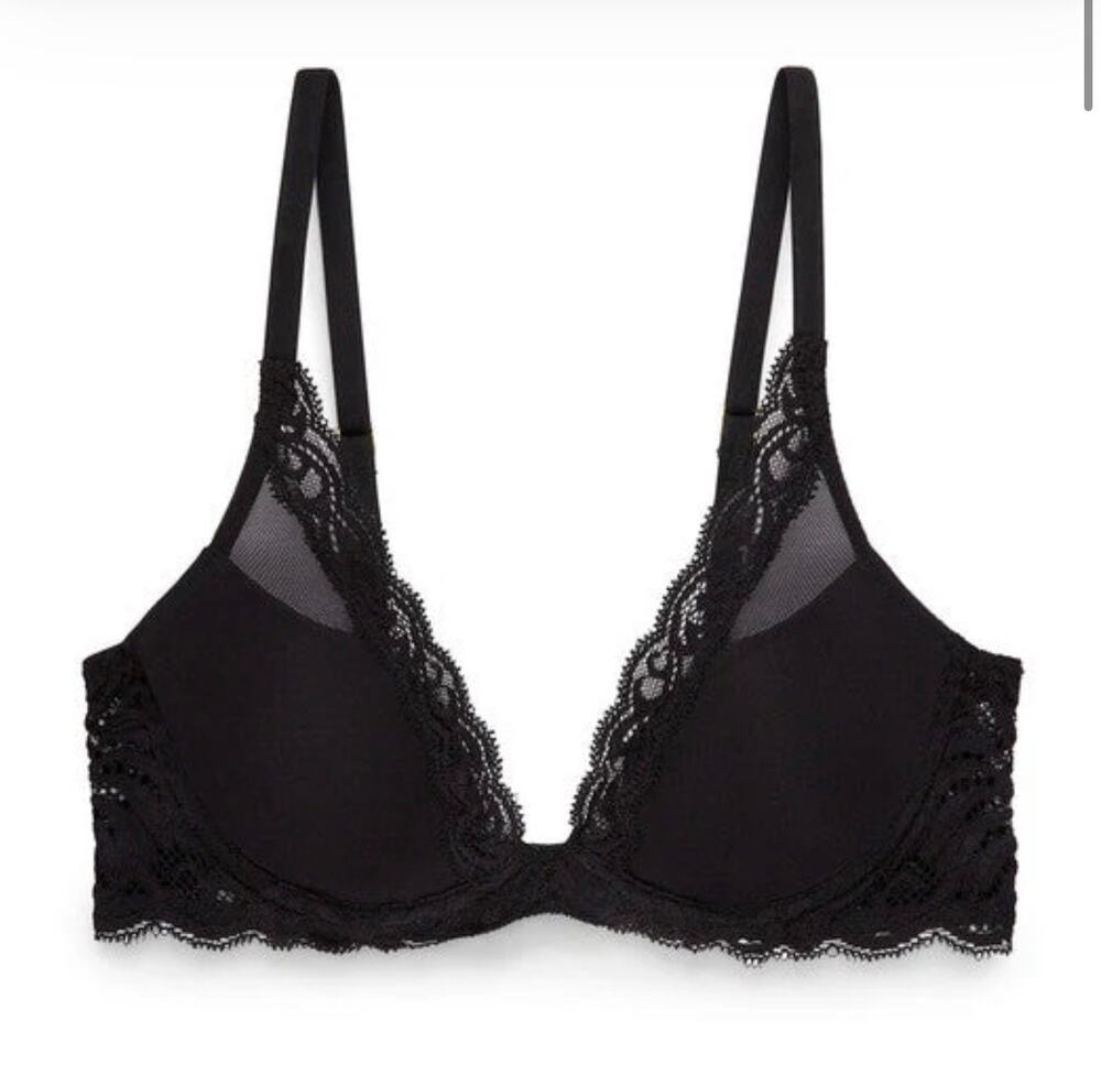 Natori Feathers Plunge T-Shirt Bra Bundle (2) in Cafe and Black 32DD